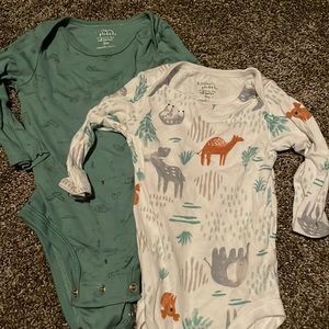 2 Long Sleeve Onesies. Little planet organic by Carter’s. 3 months